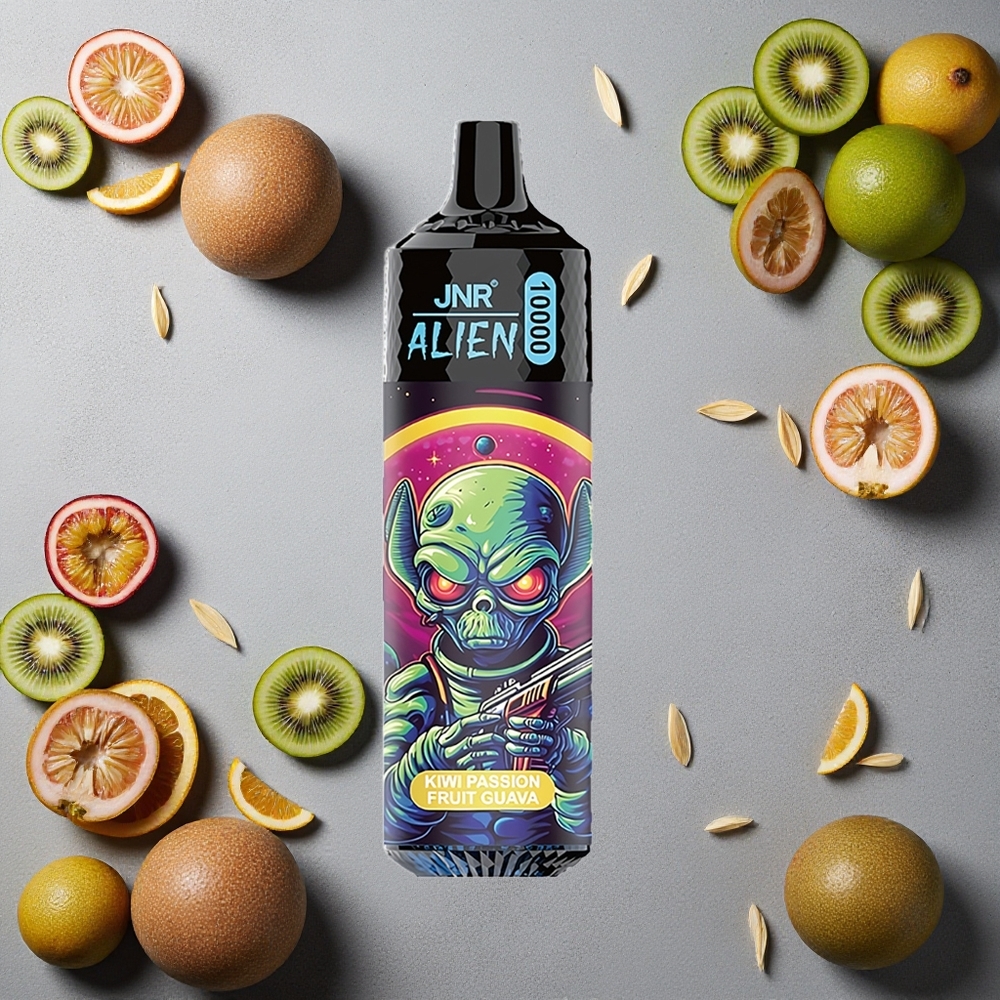 JNR Alien 10000 Puffs Kiivi-Passionhedelmä-Guava Finland wholesale 850mAh Akku RGB-valot