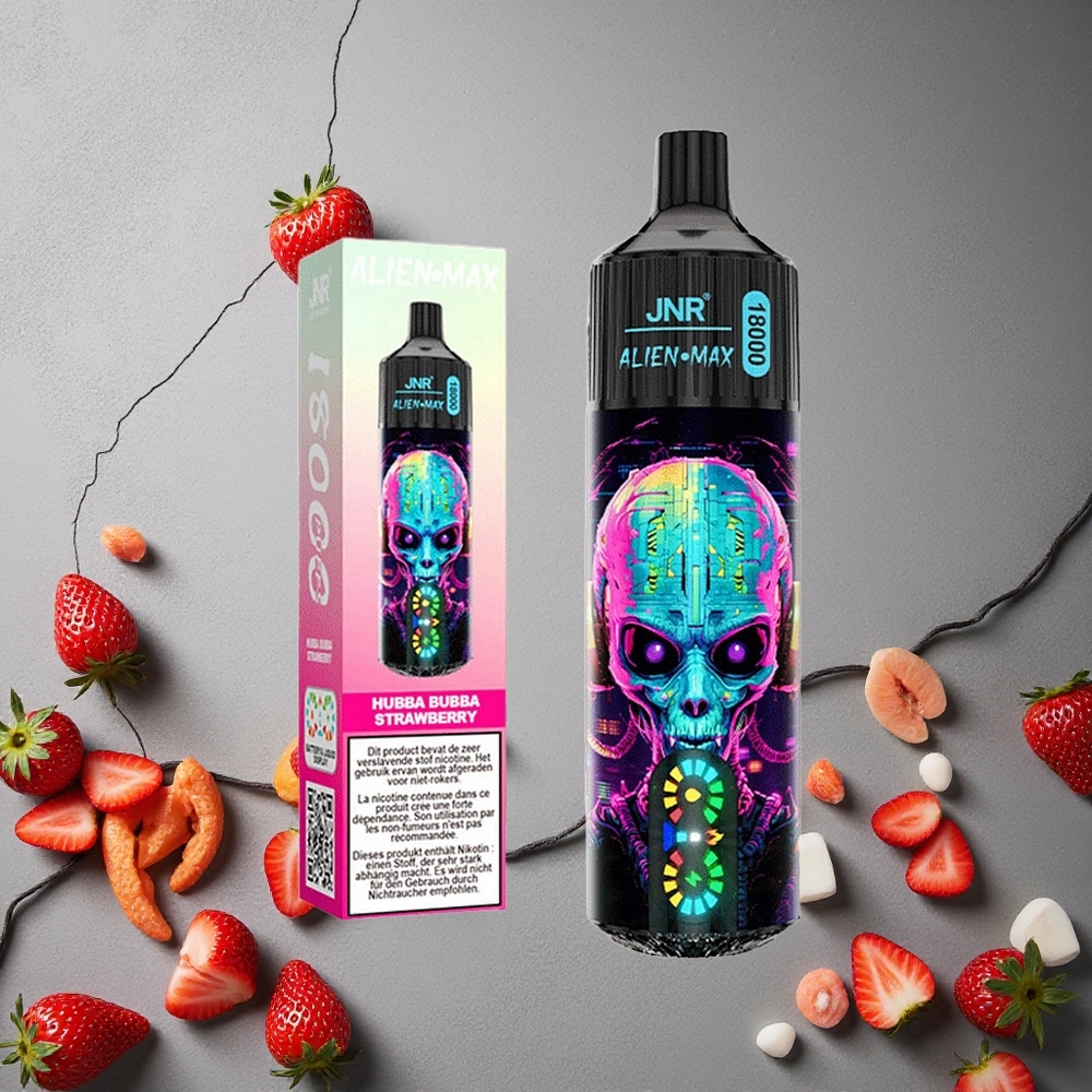 JNR Alien Max 18000 Puffs Hubba Bubba Mansikka Finland wholesale Älykäs LED-näyttö & Kaksoisverkkokela