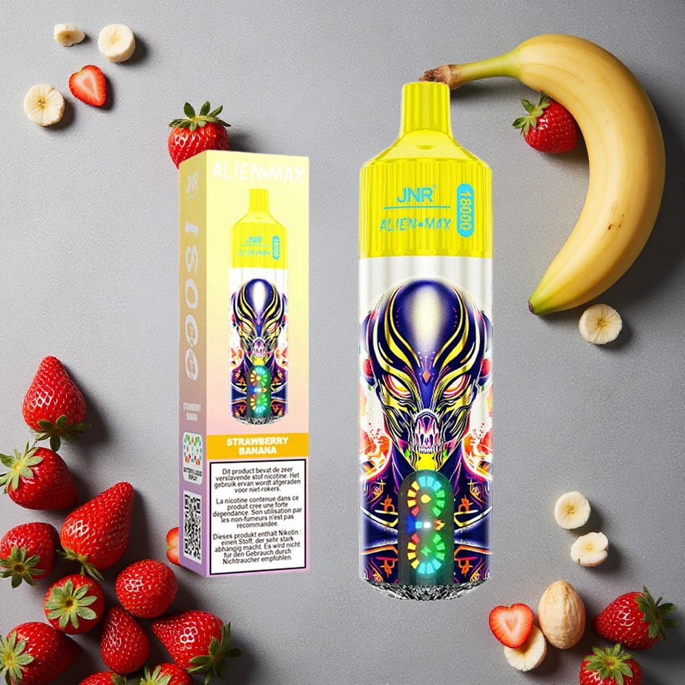 JNR Alien Max 18000 Puffs Mansikka-Banaani Finland wholesale Älykäs LED-näyttö & Kaksoissydän
