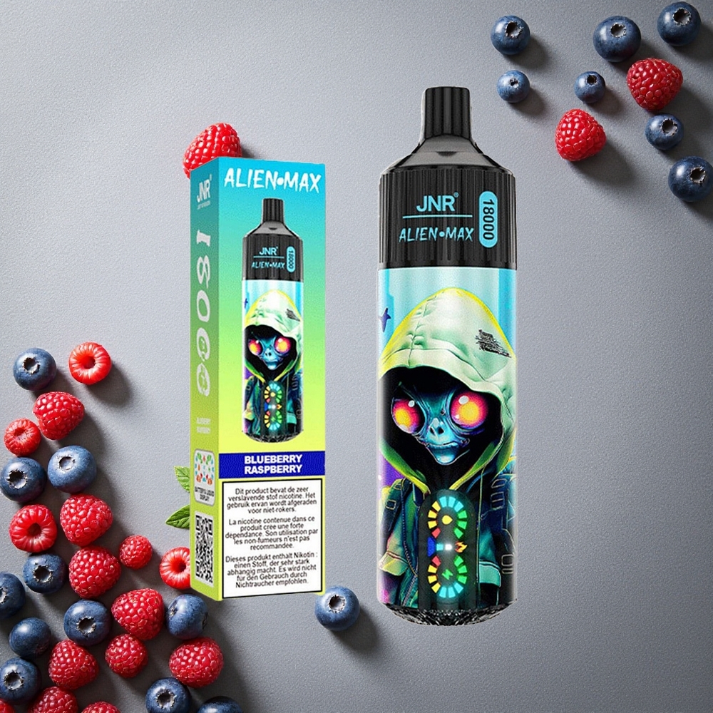 JNR Alien Max 18000 Puffs Mustikka-Vadelma Finland wholesale Älykäs LED-näyttö & Kaksoissydän
