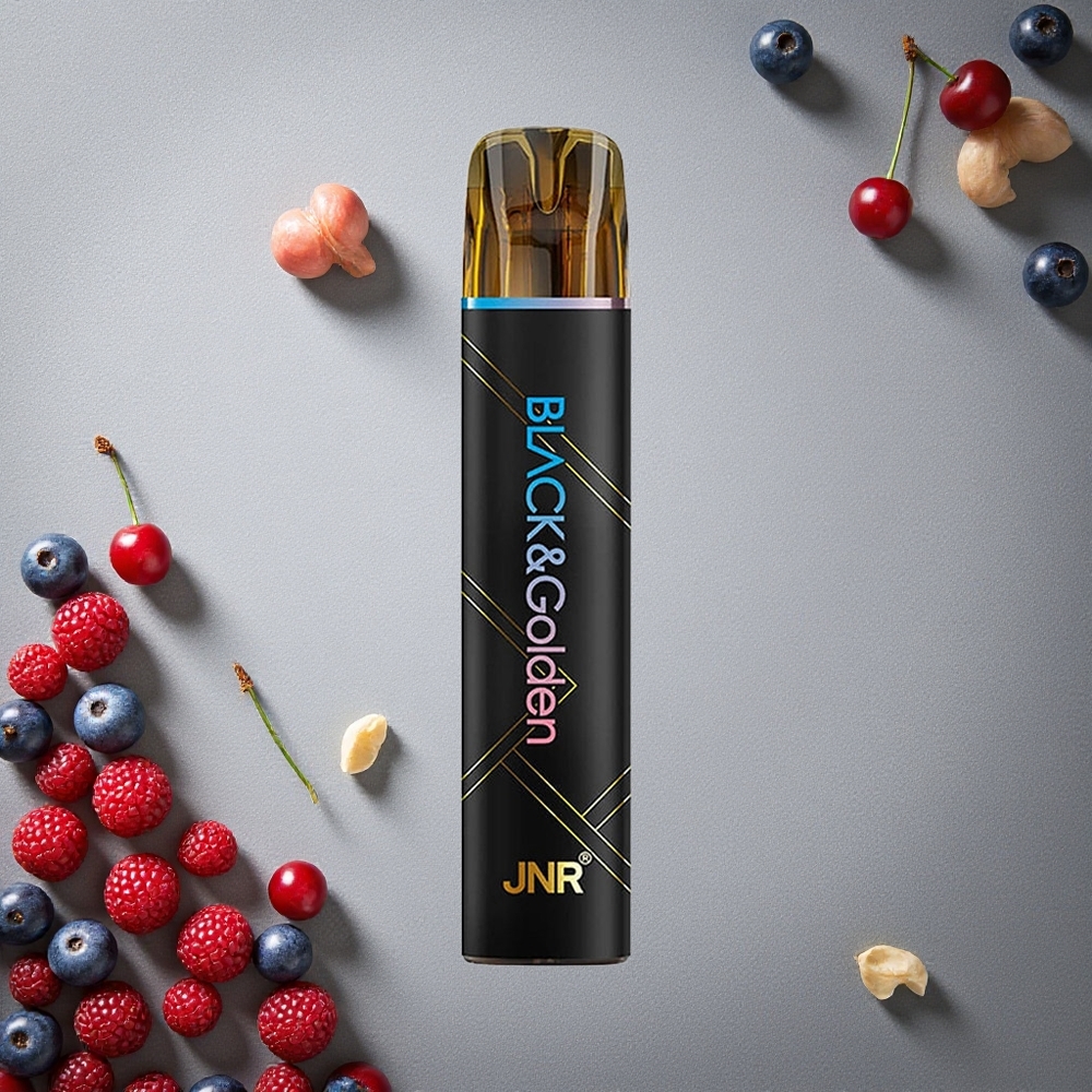 JNR Black&Golden 800 Puffs Kertakäyttöinen Vape Sininen Vadelma-Kirsikka Finland wholesale TPD sertifioitu