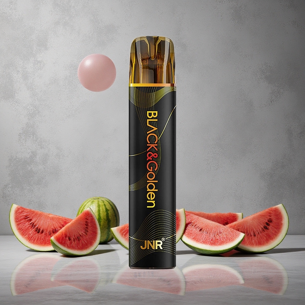 JNR Black&Golden 800 Puffs Vesimeloni Bubble Gum -purukumi -disposabelhapetti Finland wholesale TPD sertifioitu 2ml