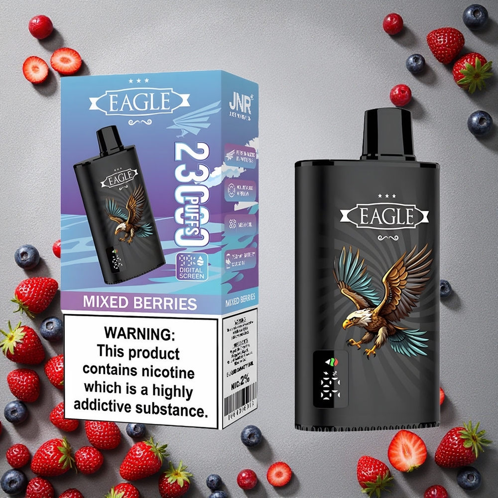 JNR EAGLE Smart 23000 Puffs Kertakäyttöinen Vape Marjasekoitus Finland wholesale Digitaalinäyttö 1.0ohm Verkkokäämi