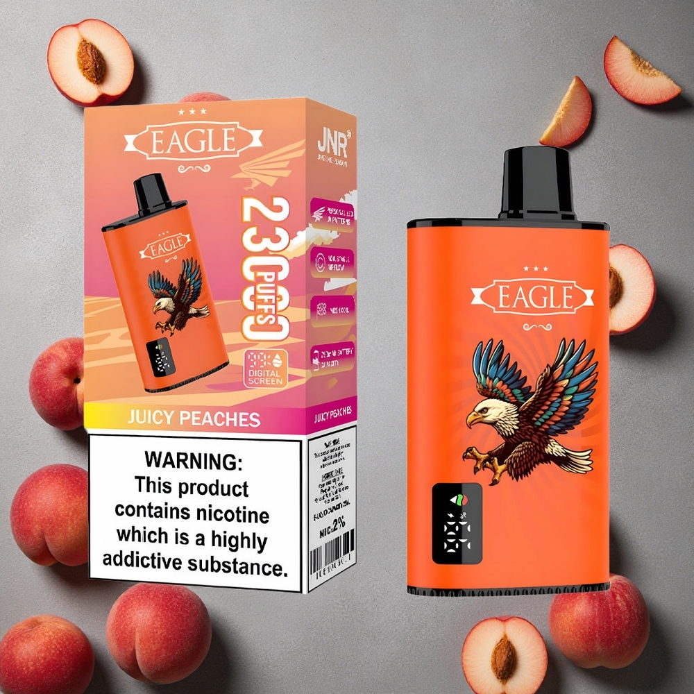 JNR EAGLE Smart 23000 Puffs Kertakäyttöinen Vape Mehevä Persikka Finland wholesale Digitaalinäyttö 25ml nestemäärä