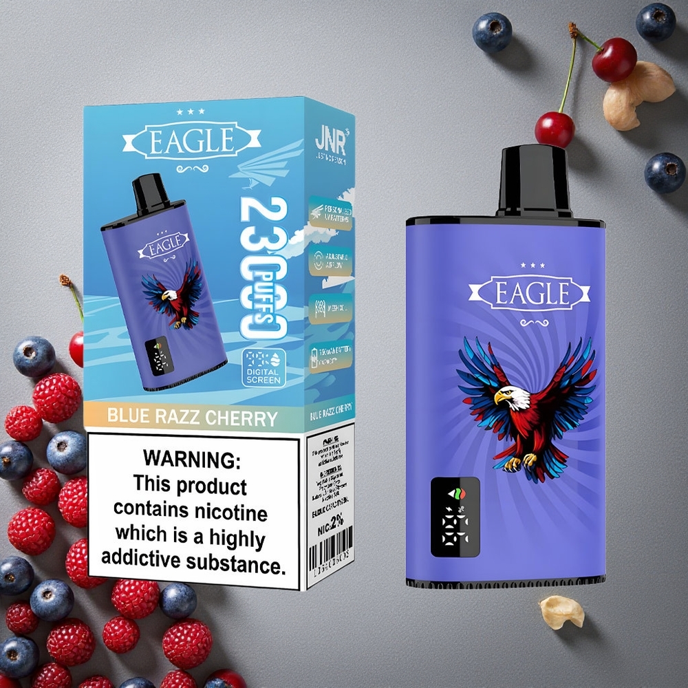 JNR EAGLE Smart 23000 Puffs Sininen Vadelma-Kirsikka Finland wholesale Digitaalinäyttö 1.0ohm Mesh-käämi