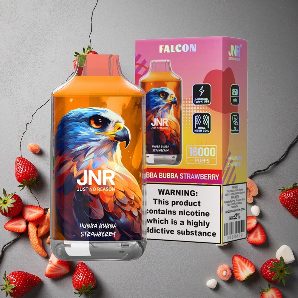 JNR Falcon 16000 Puffs Hubba Bubba Mansikka Finland wholesale 850 mAh Akku 22ml Nestemäärä