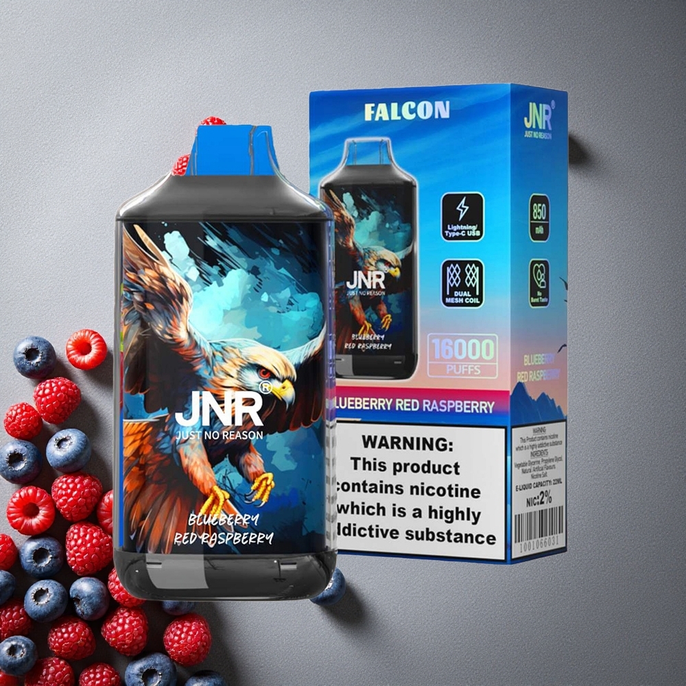 JNR Falcon 16000 Puffs Mustikka & Vadelma Finland wholesale 850 mAh Akku 22ml Nestemäärä