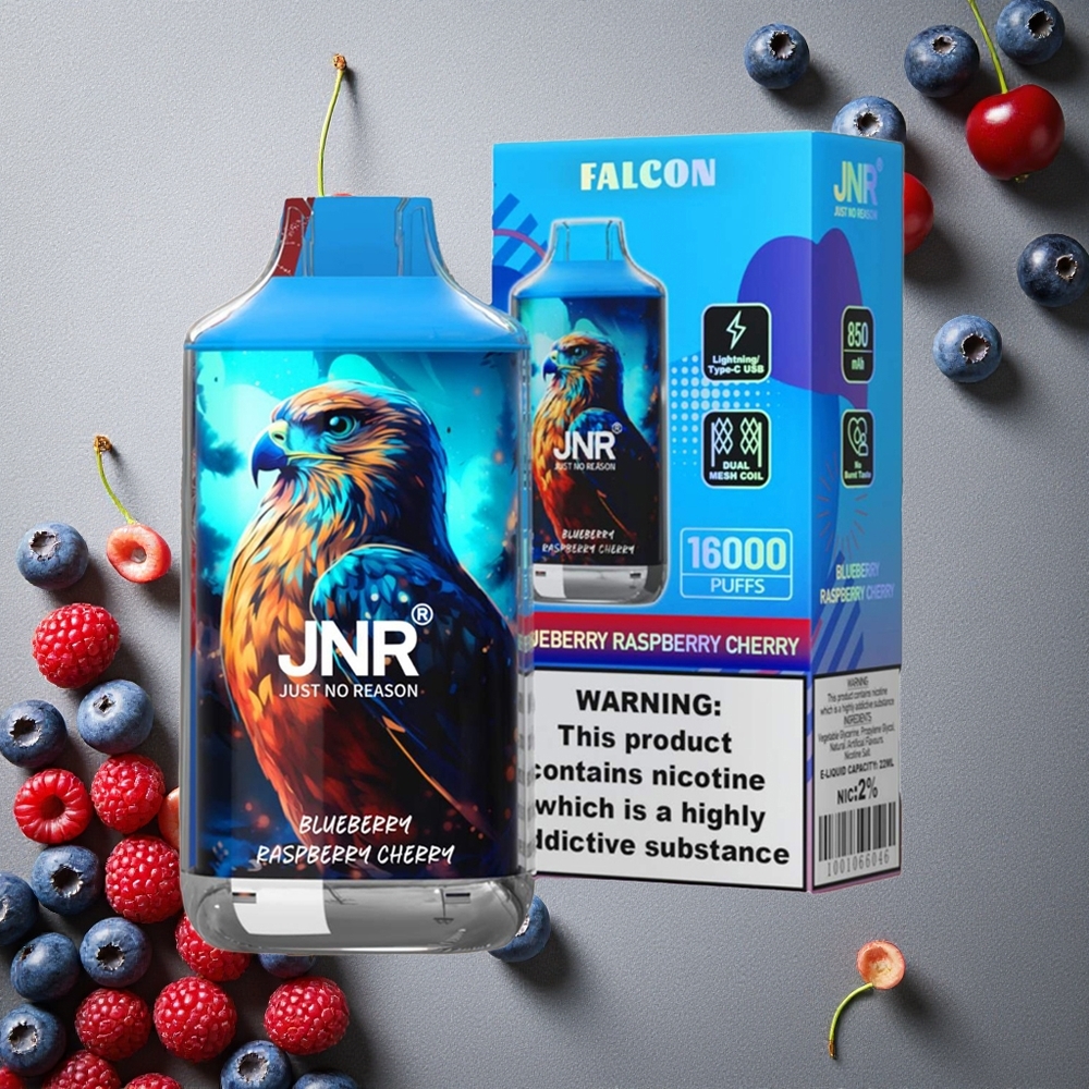 JNR Falcon 16000 Puffs Mustikka-Vadelma-Kirsikka Finland wholesale 850 mAh Akku 22ml Nestemäärä