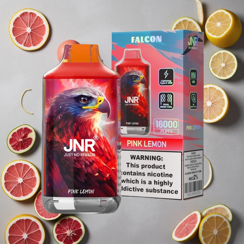 JNR Falcon 16000 Puffs Pink Lemon (Vaaleanpunainen Sitruuna) 850 mAh Akku Finland wholesale