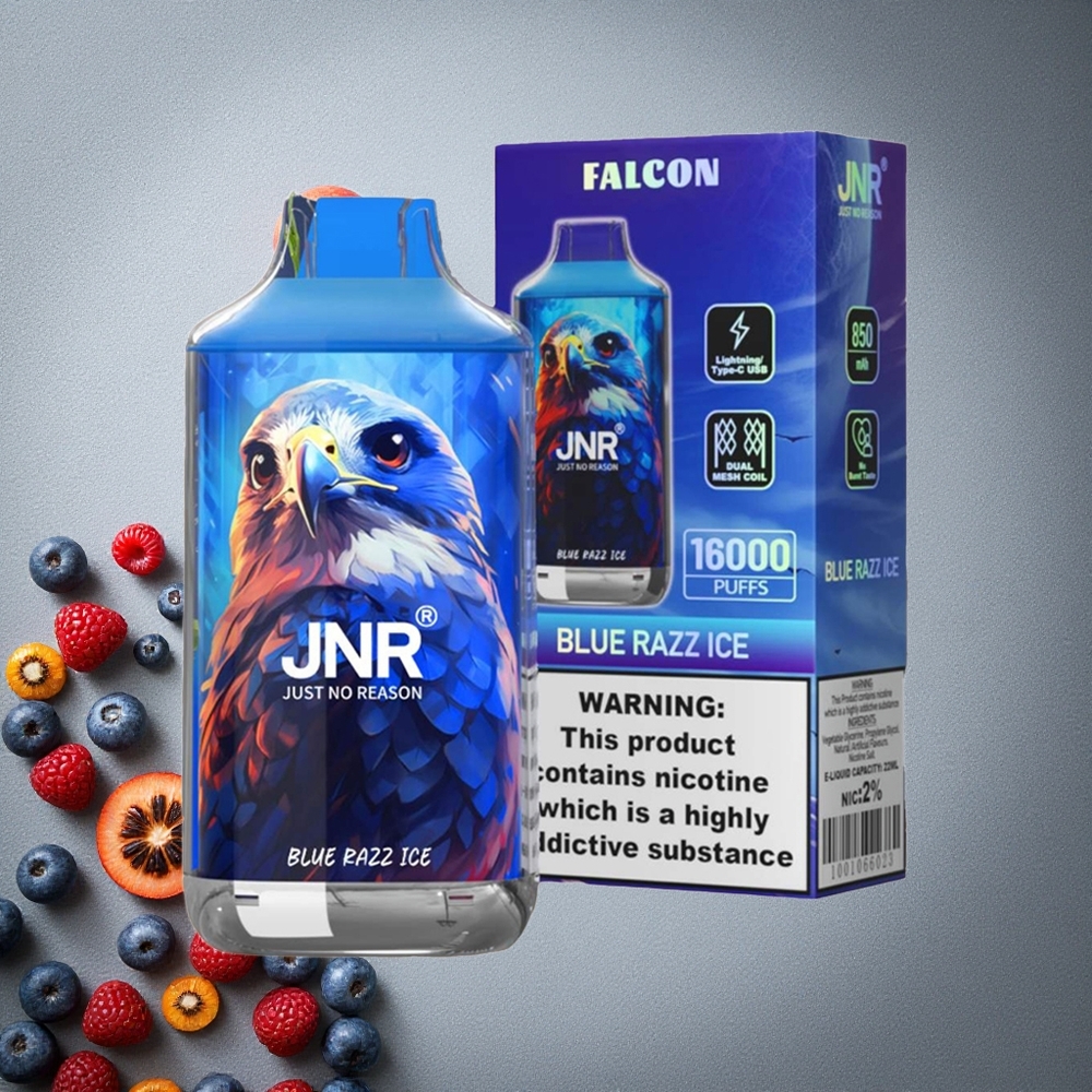 JNR Falcon 16000 Puffs Sininen Vadelma-Jää Finland wholesale 850 mAh & 22ml