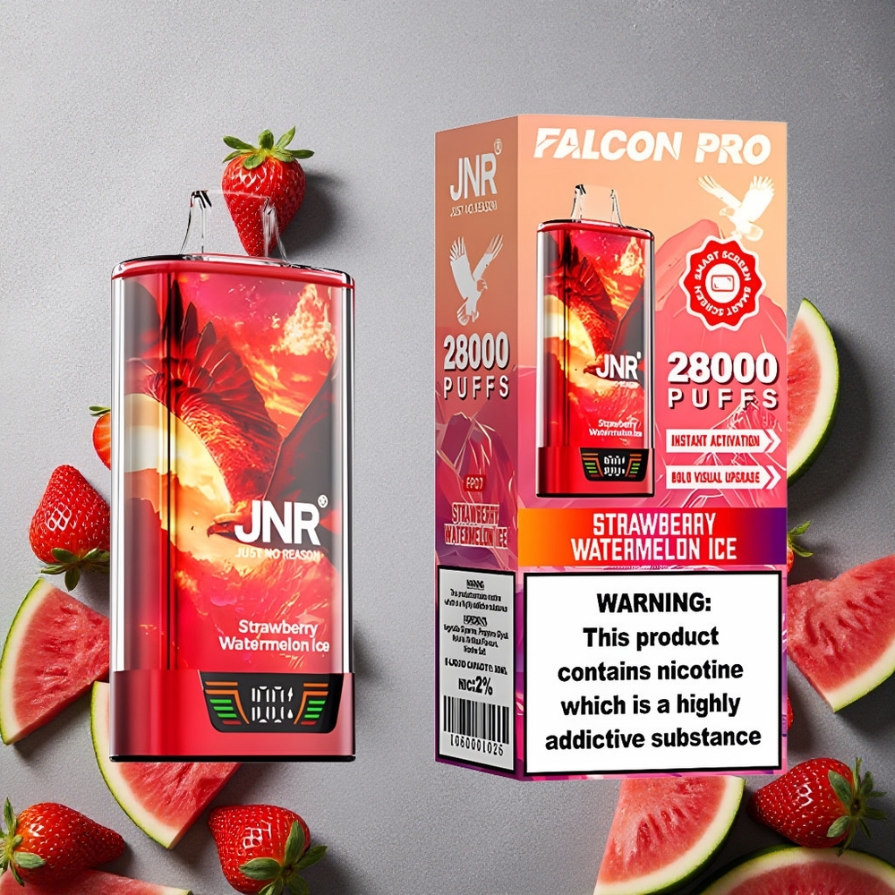 JNR Falcon Pro 28000 Puffs Mansikka-Arbuusi-Jää 30ml Esitäytetty Finland wholesale USB Type-C