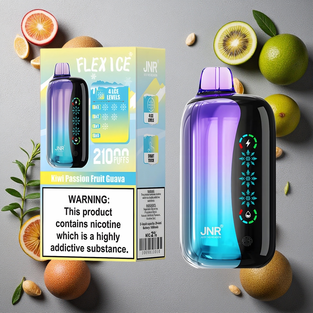 JNR Flex Ice 21000 Puffs Kertakäyttöinen Vape Kiivi Passiohedelmä Guava Finland wholesale 26ml Nestemäki Säädettävä Ilmanvirtaus