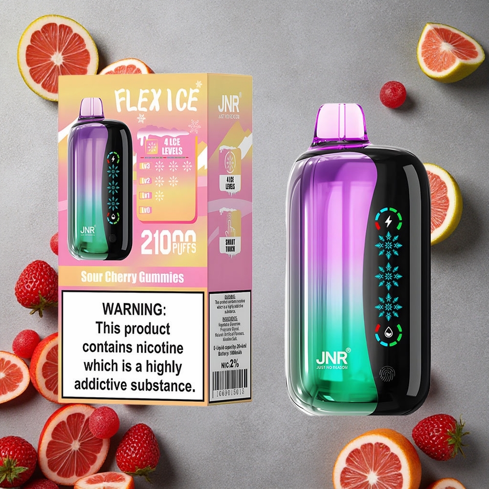 JNR Flex Ice 21000 Puffs Kertakäyttöinen Vape Kirskavat Kirsikka Nallekarkit Finland wholesale Jää Säädettävä 26ml Nestemäistä