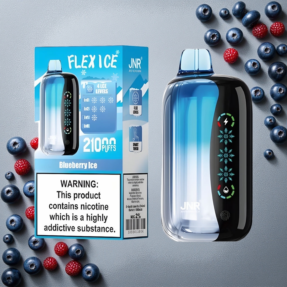 JNR Flex Ice 21000 Puffs Kertakäyttöinen Vape Mustikkajää Finland wholesale Säädettävä Ilmavirta 26ml E-neste