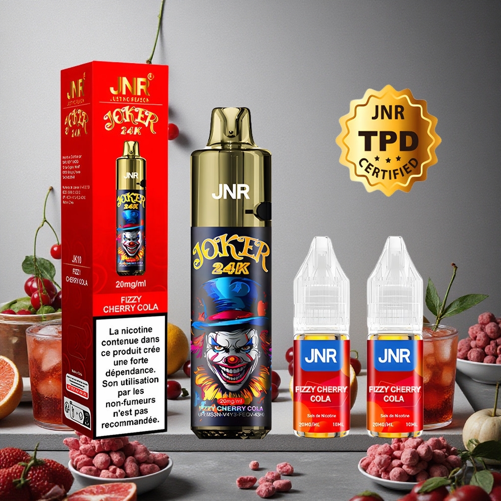 JNR Joker 24K Puffs Fizza Kirsikka-Kola Finland wholesale 2+10ml Uudelleentäytettävä Pod
