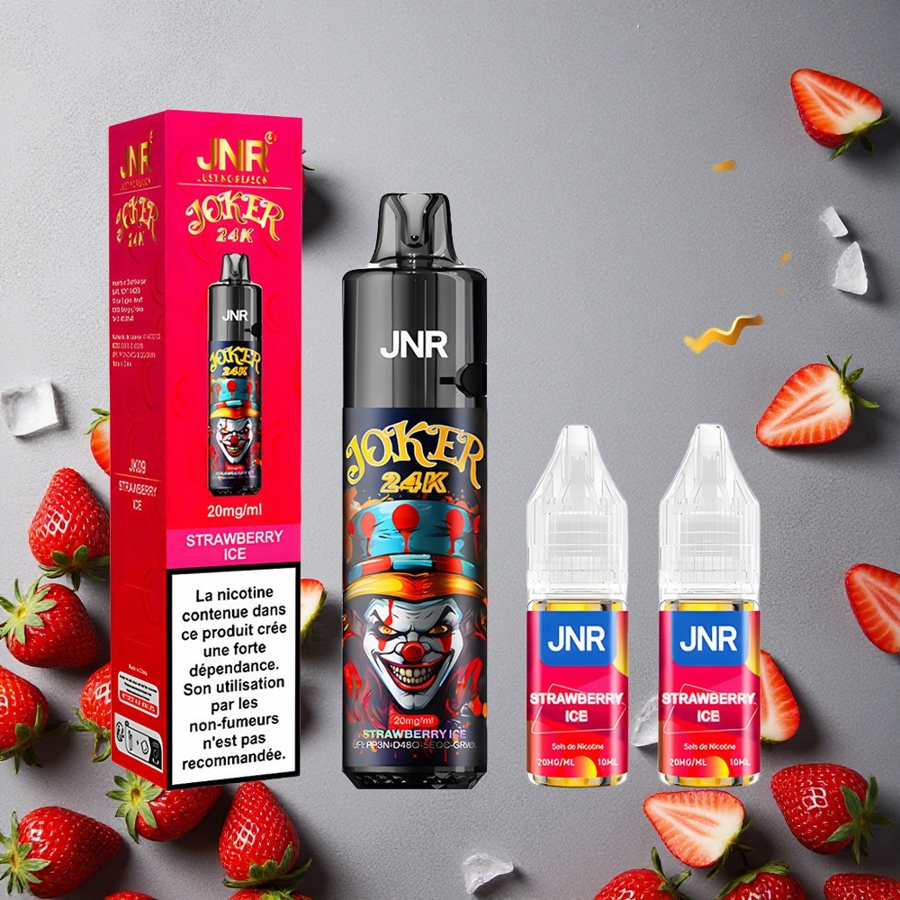 JNR Joker 24K Puffs Kertakäyttöinen Vape Mansikka-Jää Finland wholesale 800mAh Akku 2% Nikotiinia