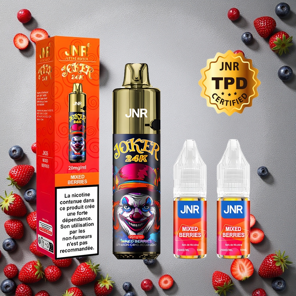 JNR Joker 24K Puffs Kertakäyttöinen Vape Sekalaiset Marjat Finland wholesale 800mAh Akku 2% Nikotiinia