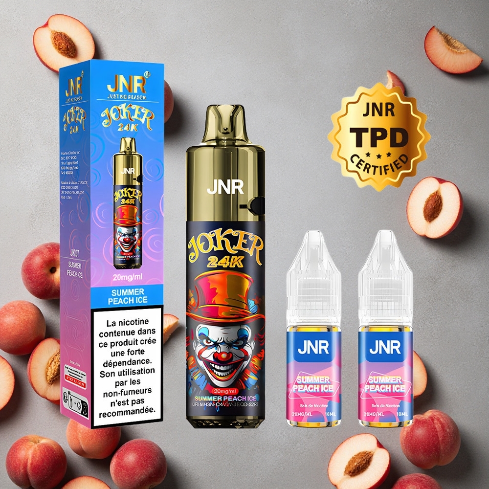 JNR Joker 24K Puffs Kesäpersikka-Jää Kertakäyttöinen Vape Finland wholesale 2+10ml Uudelleentäytettävä Pod 24000 Puhallusta