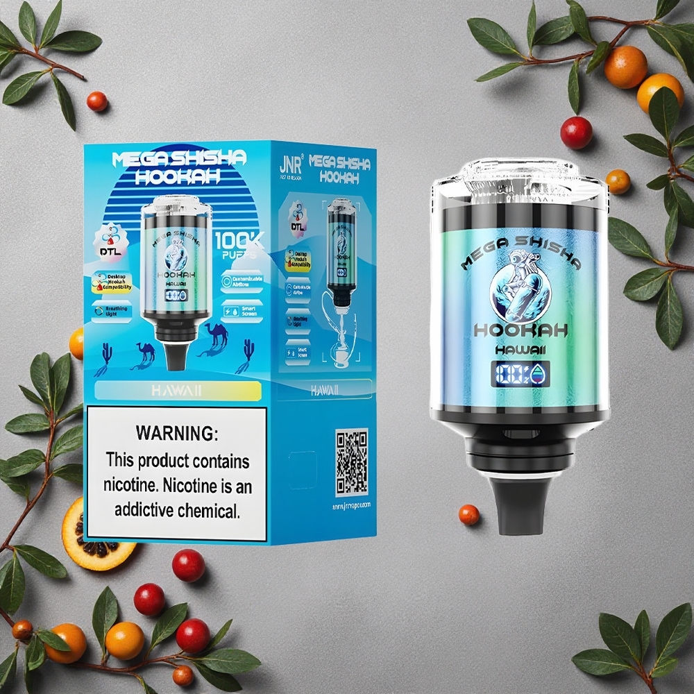 JNR Mega Shisha Hookah 100K Desktop Compatibility Hawaii (Ananasmaku) Finland wholesale 60ml nestemäistä