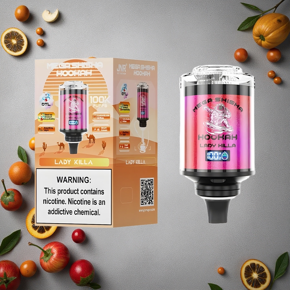 JNR Mega Shisha Hookah 100K Lady Killa 100000 Puffs Finland wholesale 60ml nestekapasiteetti 2200mAh akku