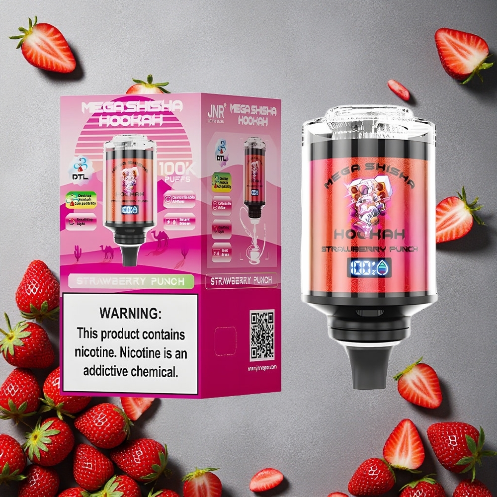 JNR Mega Shisha Hookah 100K Mansikkapommi Finland wholesale 2200mAh Ladattava Akku