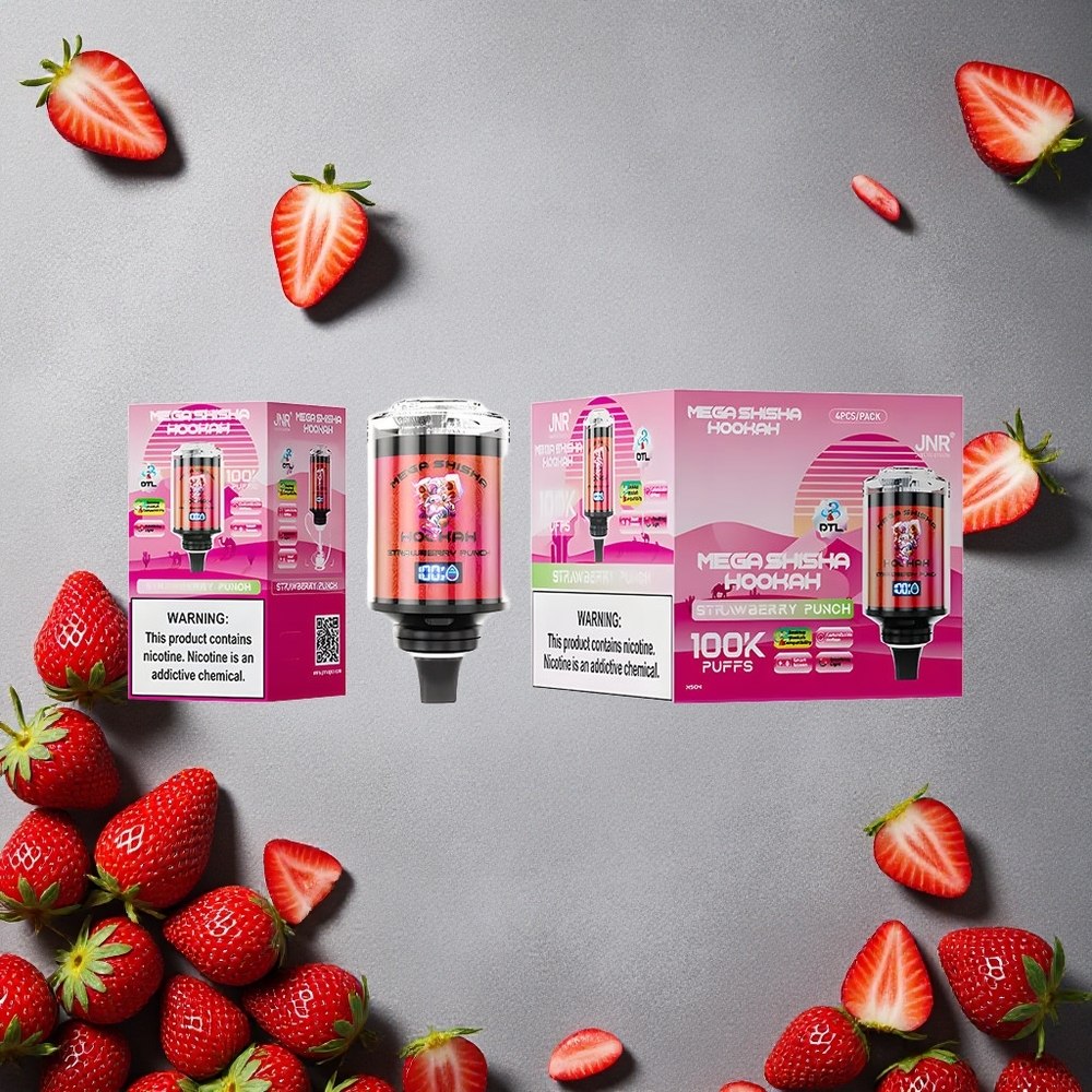 JNR Mega Shisha Hookah 100K Mansikkapommi Finland wholesale 2200mAh Ladattava Akku
