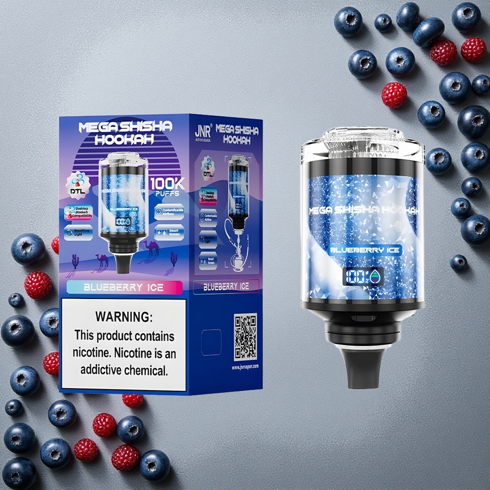 JNR Mega Shisha Hookah 100K Mustajää Suomi Finland wholesale Tyypin-C pikalataus Älykkään näytön kanssa