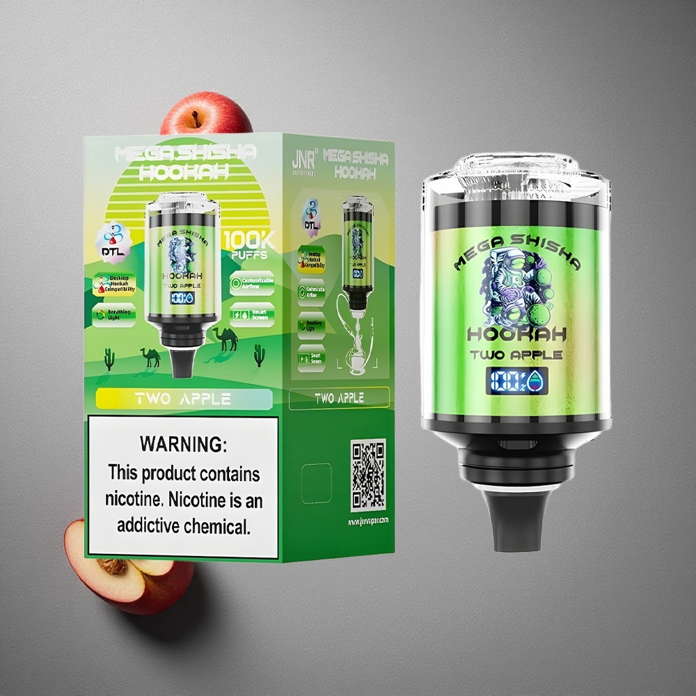 JNR Mega Shisha Hookah 100K Two Apple Finland wholesale 60ml nestekapasiteetti 2200mAh akku