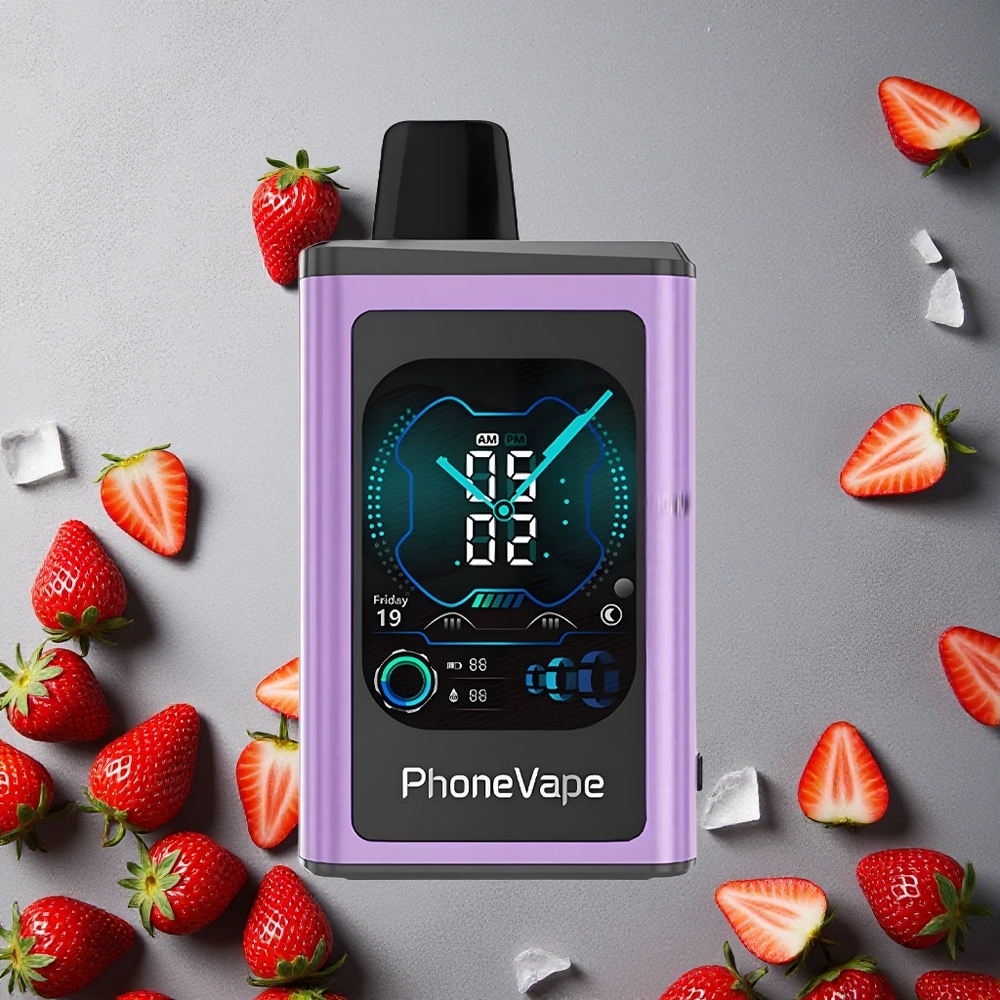JNR PhoneVape 30000 Puffs Kertakäyttöinen Vape Mansikkajää Finland wholesale Täysi Näyttöruutu Turbo Mode