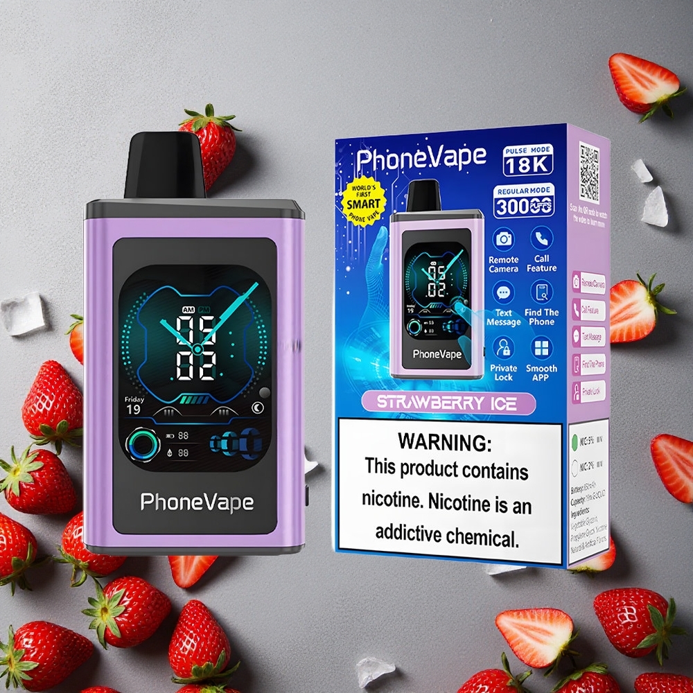 JNR PhoneVape 30000 Puffs Kertakäyttöinen Vape Mansikkajää Finland wholesale Täysi Näyttöruutu Turbo Mode