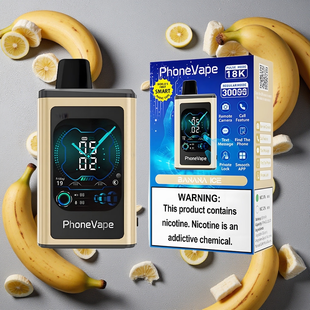 JNR PhoneVape 30000 puffs Banaanijää Suomi Finland wholesale 850mAh Type-C Ladattava Akku Täysi Näyttö
