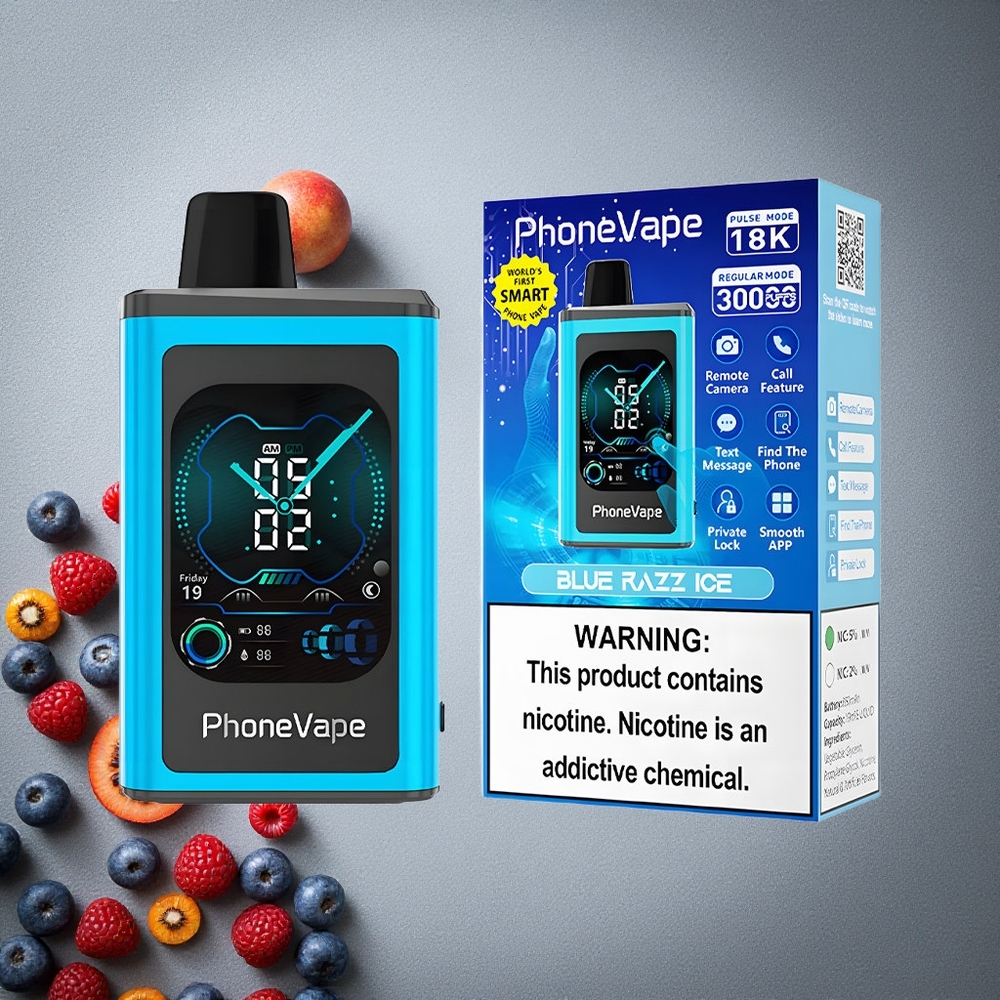 JNR PhoneVape 30000 puffs Sininen Vadelma-Jää Suomi wholesale Täysi Näyttöruutu & Sovellushallinta