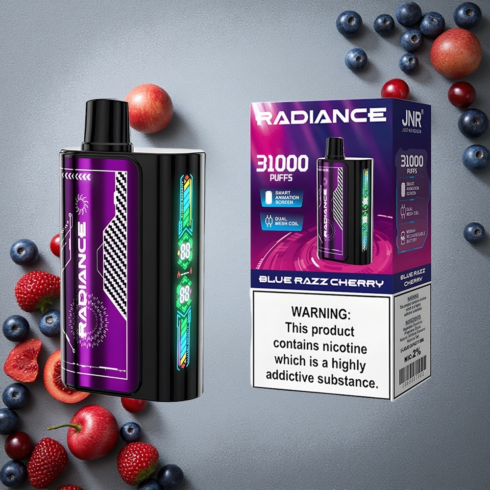 JNR Radiance 31000 Puffs Suolanaku Sininen Vadelma-Kirsikka Finland wholesale Älykäs Animaatio-Näyttö