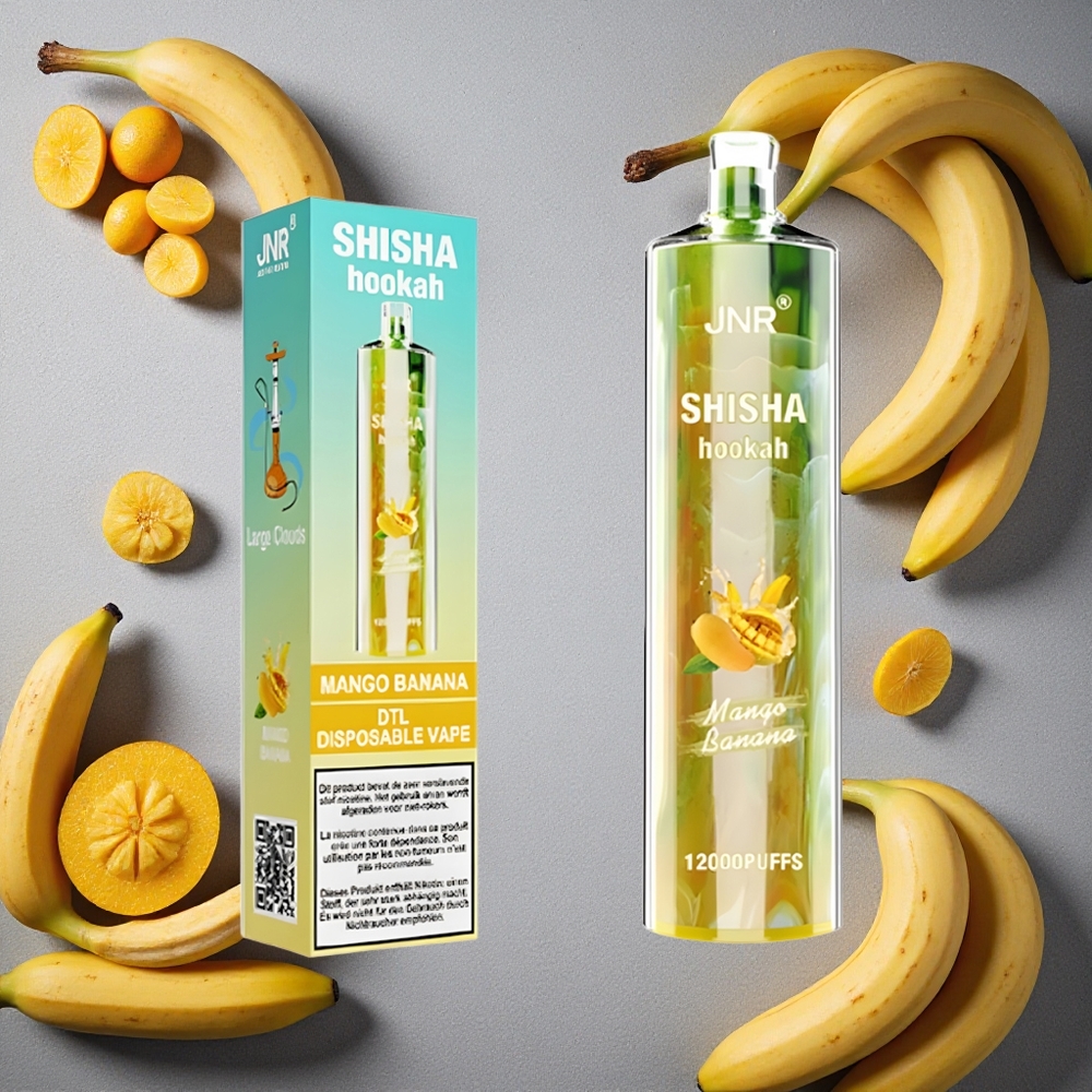JNR Shisha Hookah 12000 Puffs Mango-Banaani Finland wholesale 24ml-nestemäärä
