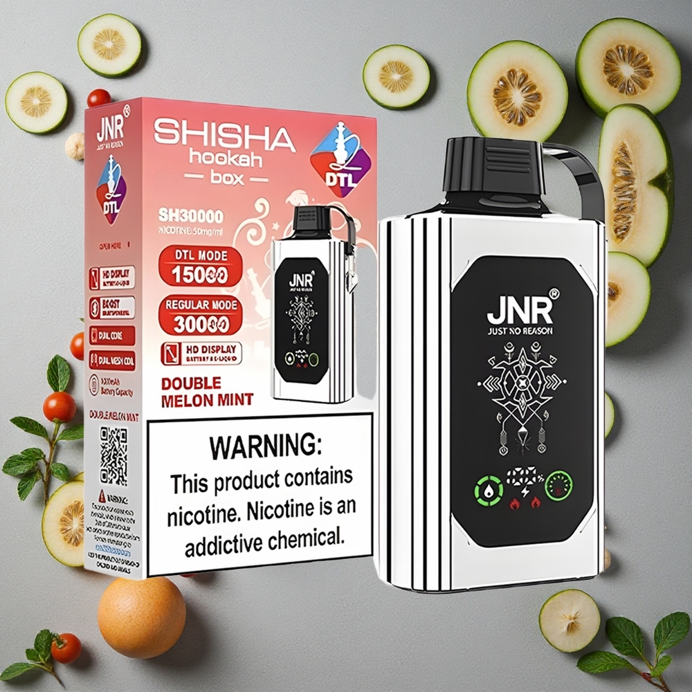 JNR Shisha Hookah Box 20500 Puffs Kaksois Melon Mint Finland wholesale HD-näyttö 25ml nestemäärä