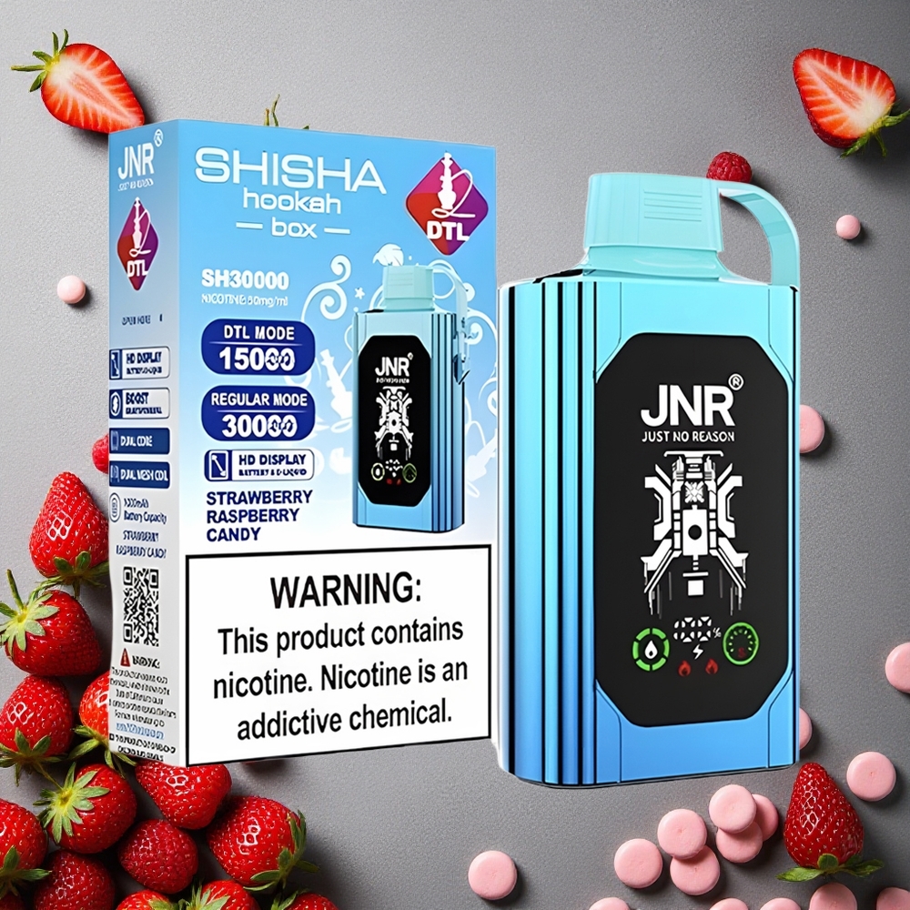 JNR Shisha Hookah Box 20500 Puffs Kertakäyttöinen Vape Mansikka Vadelma Karkki Finland wholesale HD Näyttö 1000mAh Akku