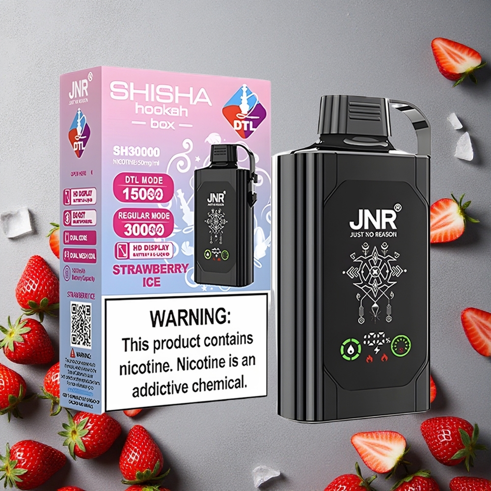 JNR Shisha Hookah Box 20500 Puffs Kertakäyttöinen Vape Mansikkajää Finland wholesale HD-Näyttö 1000mAh Akku 25ml Nestemäärä