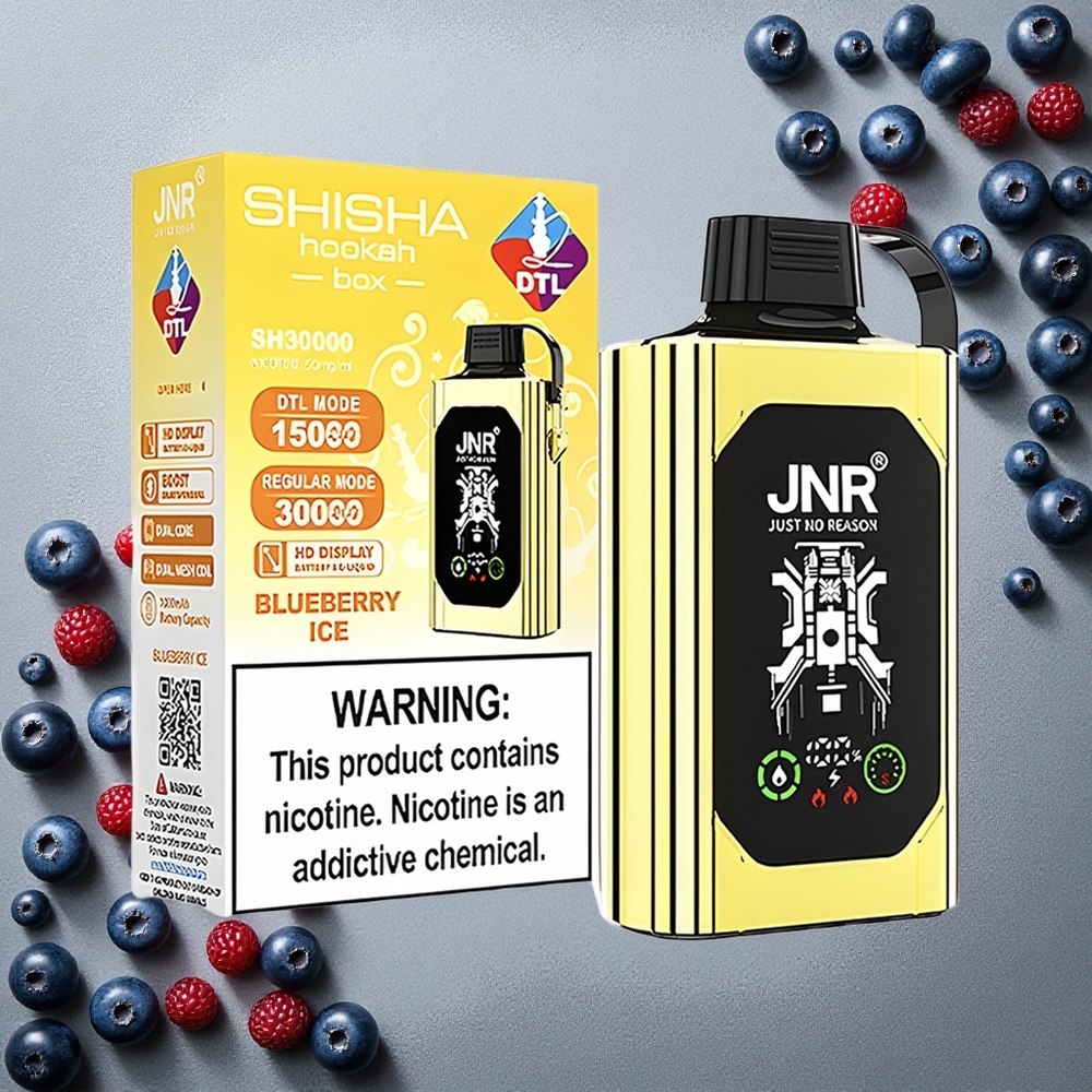 JNR Shisha Hookah Box 20500 Puffs Kertakäyttöinen Vape Mustikka-Jää Finland wholesale HD-Näyttö & 25ml Nestemäistä
