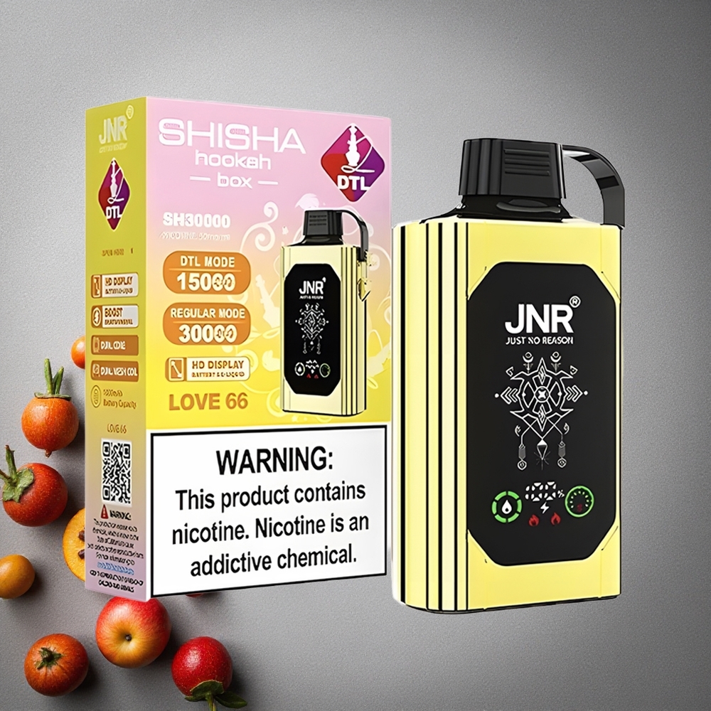 JNR Shisha Hookah Box 20500 Puffs Kertakäyttöinen Vape Rakkaus 66 Finland wholesale HD-näyttö 25ml nestemäärä