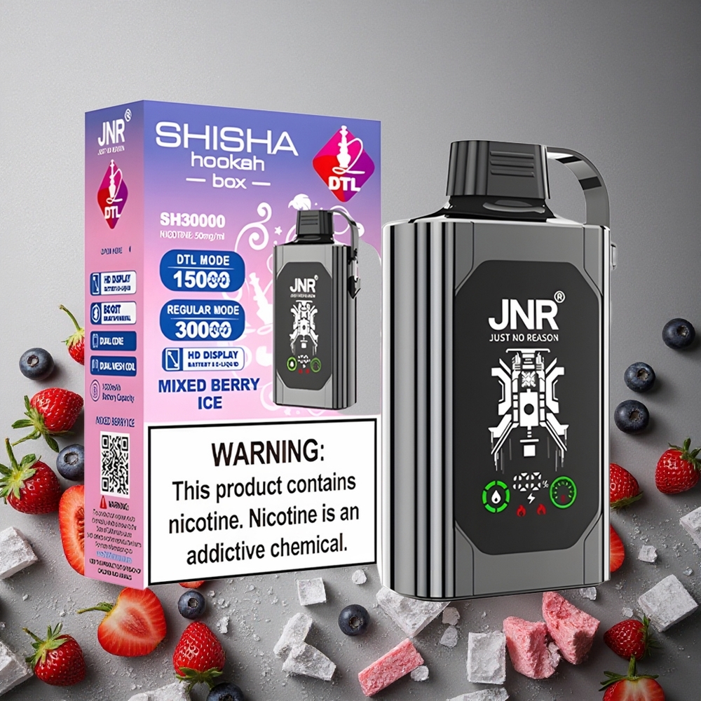 JNR Shisha Hookah Box 20500 Puffs Mixed Berry Ice Suomi wholesale HD-näyttö, 1000mAh, Type-C Pikalataus