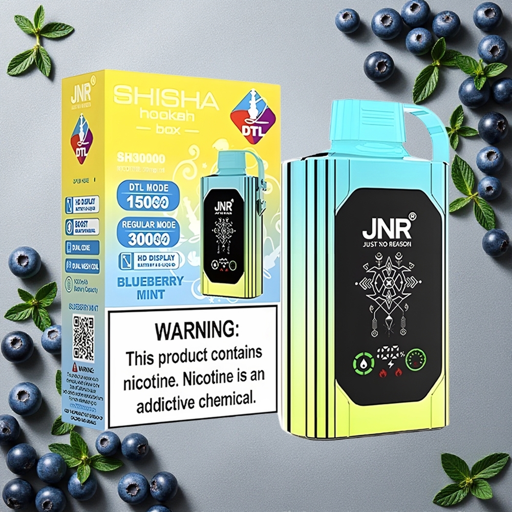 JNR Shisha Hookah Box 20500 Puffs Mustikka-Minttia Finland wholesale HD-Näyttö 1000mAh Akku 25ml Nestemäärä