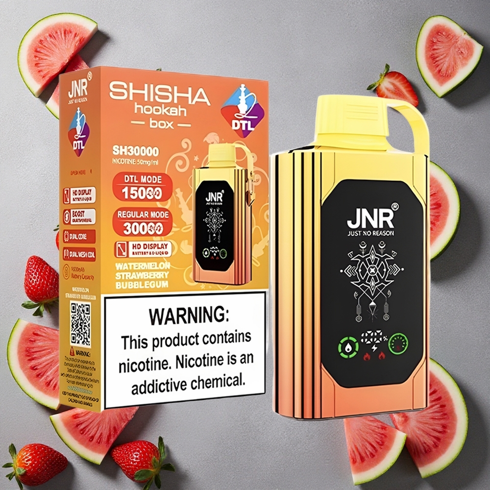 JNR Shisha Hookah Box 20500 Puffs Vesimeloni Mansikka Purukumisorbus Finland wholesale HD-näyttö 1000mAh