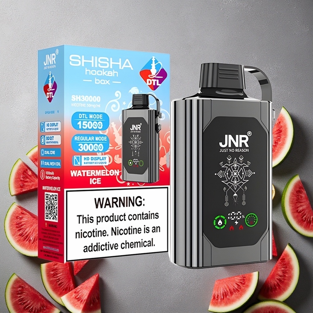 JNR Shisha Hookah Box 20500 Puffs Vesimelonijää Finland wholesale HD-näyttö 1000mAh