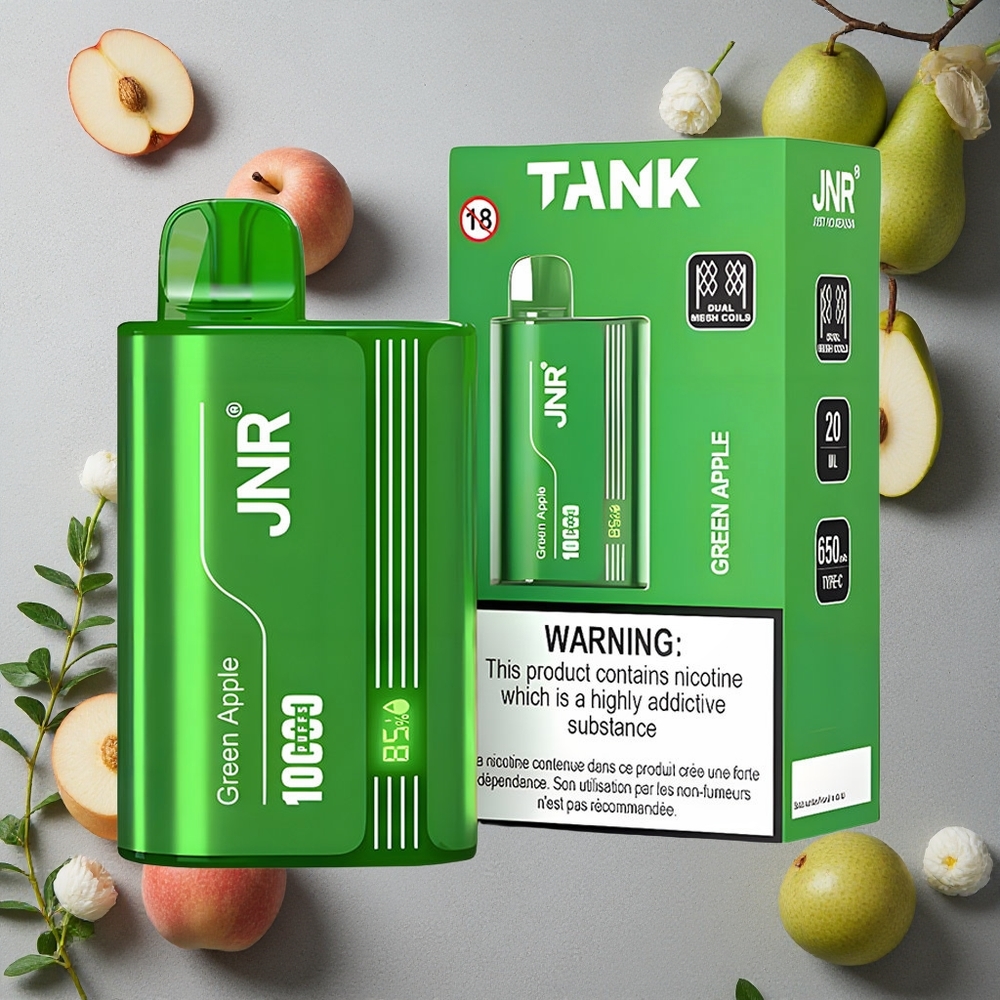 JNR Tank 10000 Puffs Kertakäyttöinen Vape Vihreä Omena Persikka Päärynä Finland wholesale Säädettävä ilmavirta 20ml nestemäärä