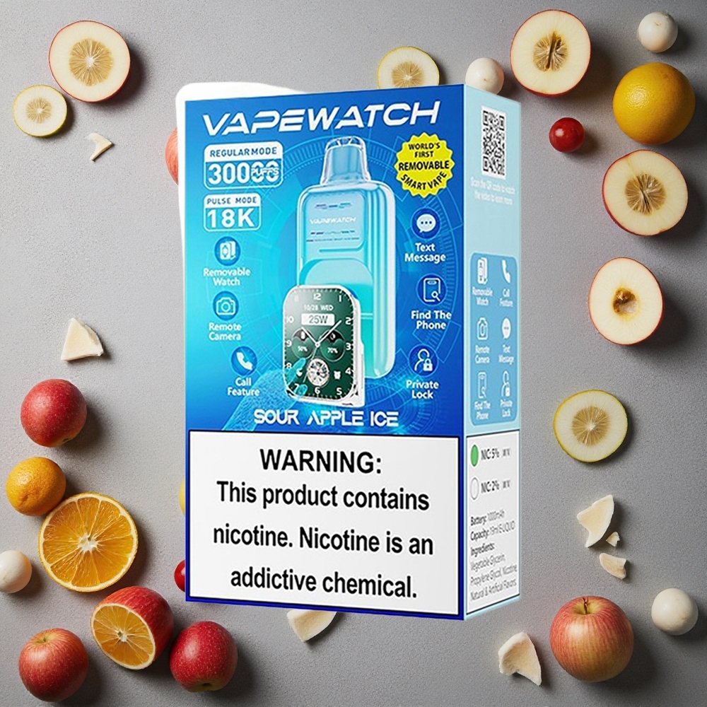 JNR Vape Watch 30000 Puffs Hapan Omena Jää 19mL Nestemäinen Finland wholesale Type-C Pikalataus