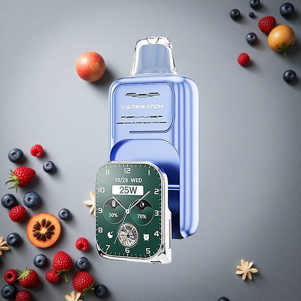 JNR Vape Watch 30000 Puffs Sininen Vadelma-Jää 30000 Puffs 19mL Finland wholesale Type-C Pikalataus