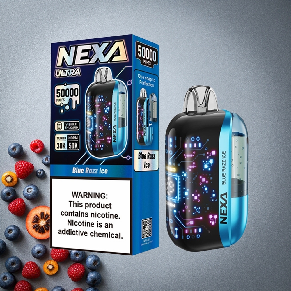 NEXA Ultra 50000 Puffs Kertakäyttöinen Vape Sininen Vadelma Jää Finland wholesale 20ml esitäytetty