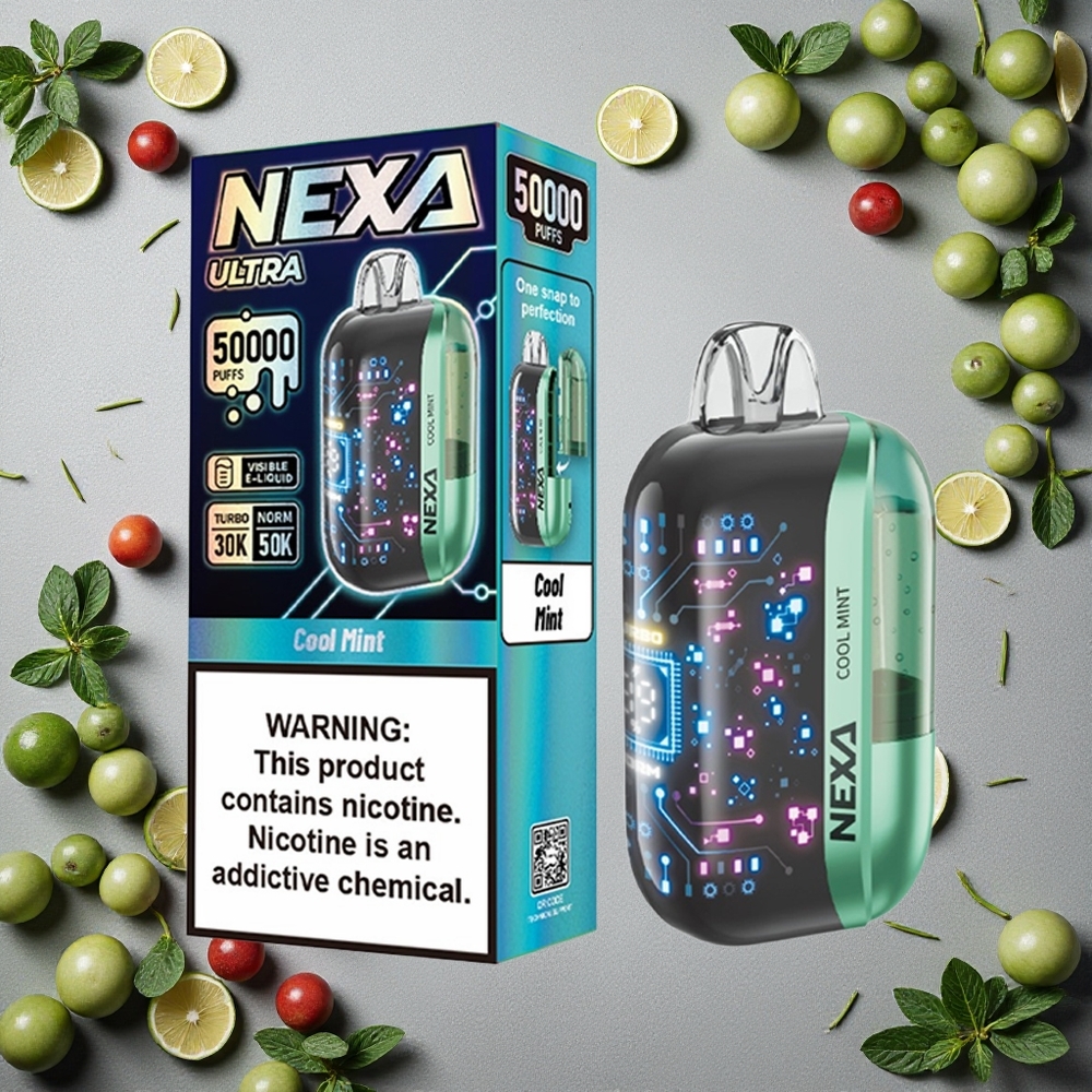 NEXA Ultra 50000 Puffs Kertakäyttöinen Vape Viileä Minttu 20ml esitäytetty Finland wholesale Typc-C-lataus
