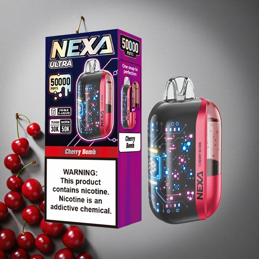 NEXA Ultra 50000 Puffs Kirsikka Kertakäyttöinen Vape 20ml esitäytetty Finland wholesale 3d Kaareva Näyttö