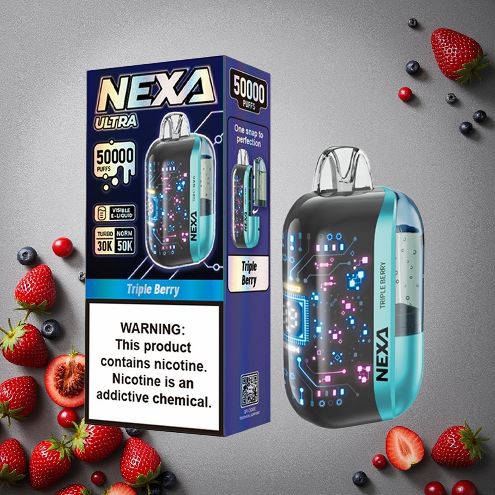 NEXA Ultra 50000 Puffs Kolmen Marjan Maku Finland wholesale 20ml Esitäytetty Kapasiteetti 800mah Akku
